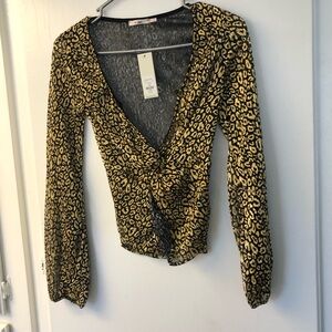 Francesca's Collections Gold and Black Leopard Top